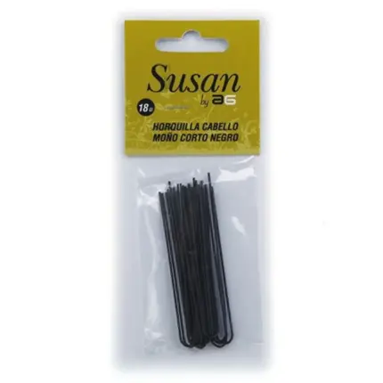 Asuer Horquilla Cabello Moño Corto Negro Susan 18uds